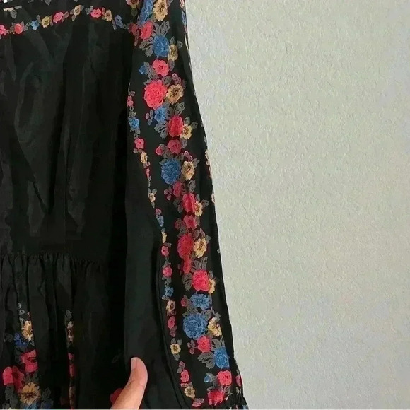 Free People Age Of Aquarius Boho Black Floral Mini Dress Size 2 NWT - Picture 8 of 12
